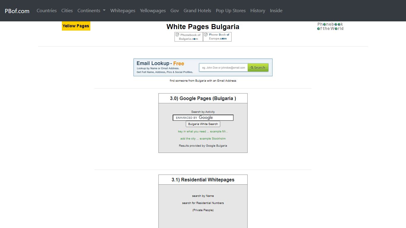 White Pages Bulgaria by Phone Book of the World.com